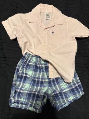 Carter's Light Pink Short-Sleeve Button-Down Shirt with Sailboat Pocket